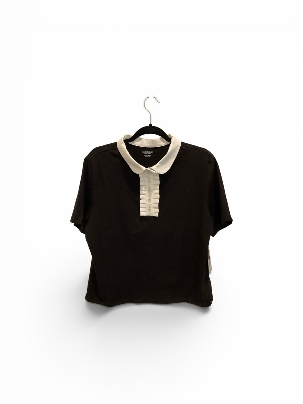 Isaac Mizrahi Black Top with Cream Trim